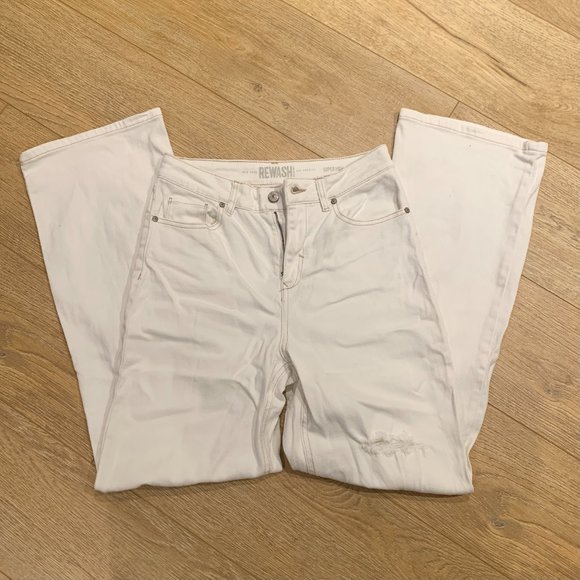 REWASH Super High Rise Wide Leg White Cream Jeans Size 28 - Picture 5 of 6